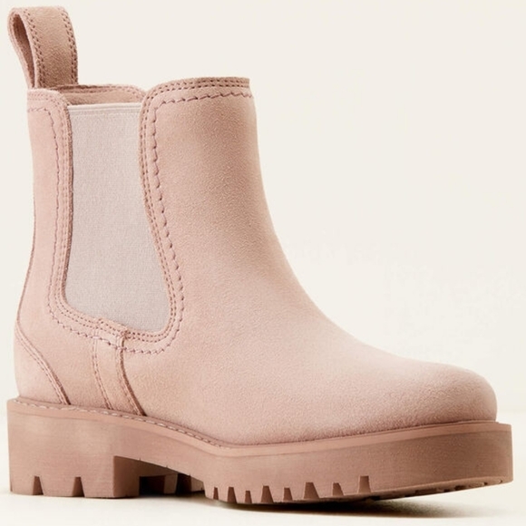 Ariat Suede Wexford Lug Chunky Boot In Dusty Rose Size 9 - Picture 3 of 14